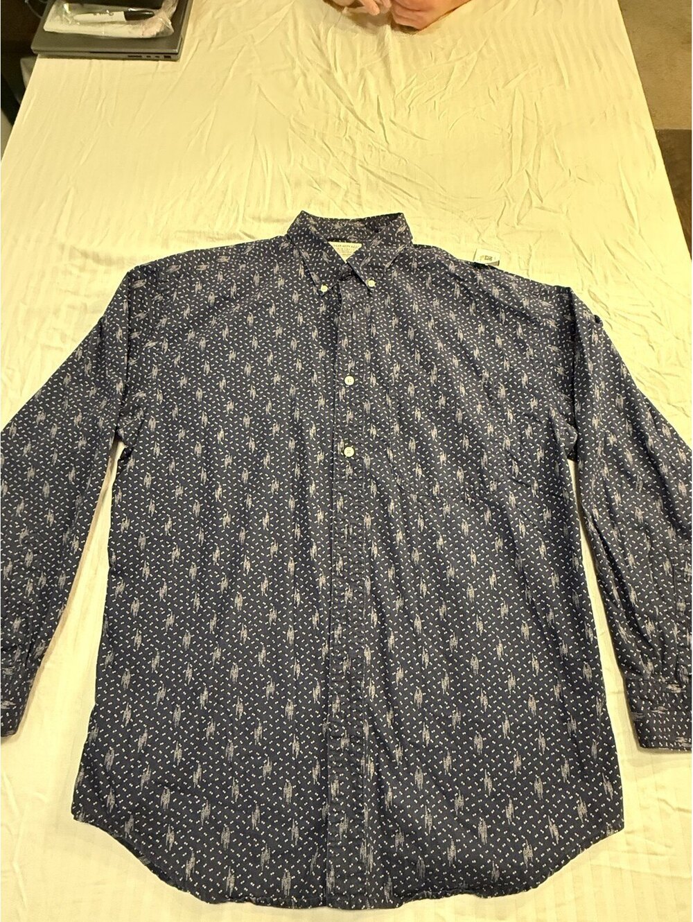 Vintage Banana Republic Safari & Travel Button Down Shirt Men's L Navy Print